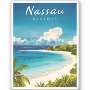 Vintage Travel Nassau Bahamas Beach Retro Scenic
