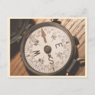 Vintage Travel Navigation Compass Postcard