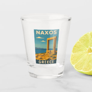 Vintage Travel Naxos Greece Coastal Retro Scenic Shot Glass