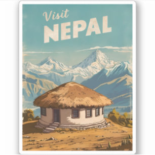 Vintage Travel Nepal Himalayas Retro Scenic