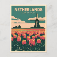 Vintage Travel Netherlands Tulips Retro Graphic