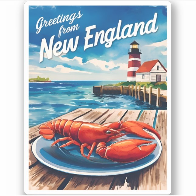 Vintage Travel New England Coastal Retro Scenic (Front)