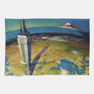 Vintage Travel New York City Empire State Building Tea Towel