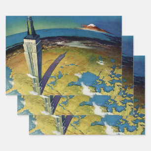 Vintage Travel New York City Empire State Building Wrapping Paper Sheet