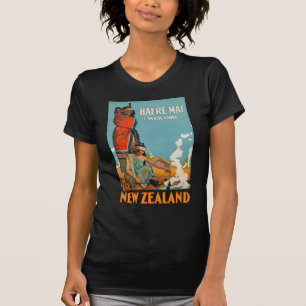 Vintage Travel New Zealand Haere Mai Welcome Maori T-Shirt