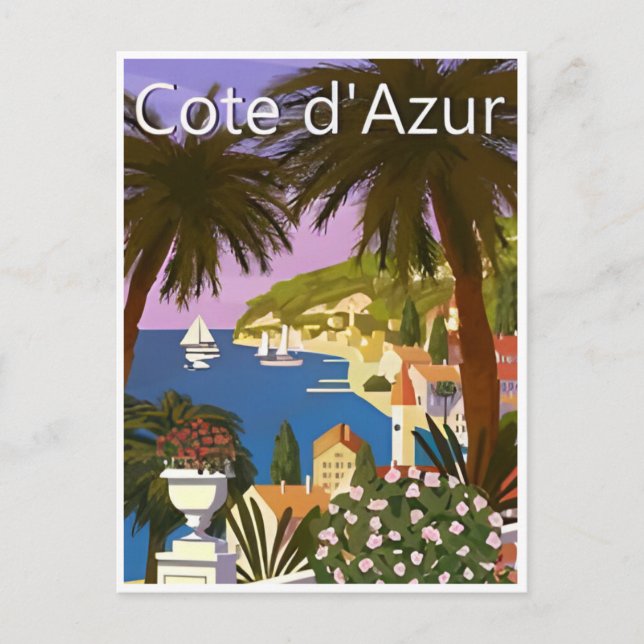 Vintage Travel Nice France cote d'azur retro Postcard (Front)