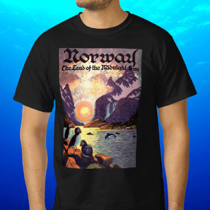 Vintage Travel, Norway Fjord Land of Midnight Sun T-Shirt