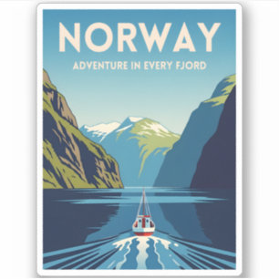 Vintage Travel Norway Fjord Retro Landscape