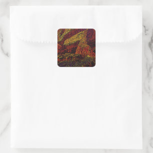 Vintage Travel Ocean Cliffs Rock Landscape Square Sticker