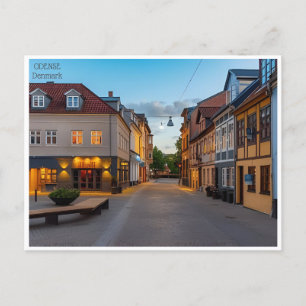 vintage travel Odense Denmark city houses Postcard