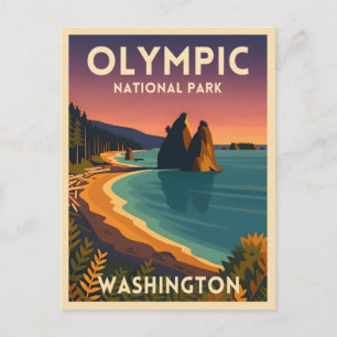 Vintage Travel Olympic National Park Washington Postcard