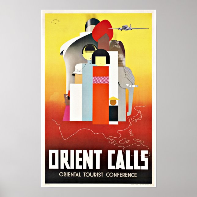 Vintage Travel Orient Calls to Asia. Poster (Front)