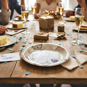 Vintage travel paper plate
