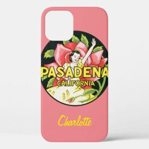 Vintage Travel, Pasadena California, Lady and Rose iPhone 12 Case