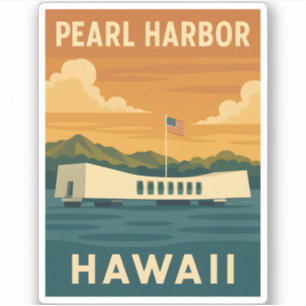 Vintage Travel Pearl Harbour Memorial Hawaii Retro