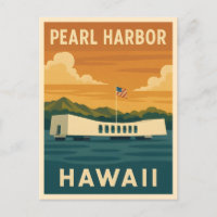 Vintage Travel Pearl Harbour Memorial Hawaii Retro