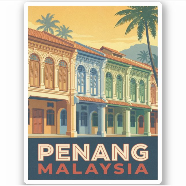 Vintage Travel Penang Malaysia Retro Scenic (Front)