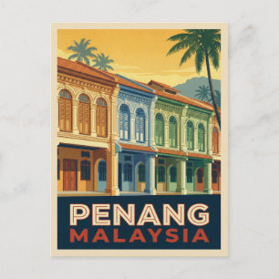Vintage Travel Penang Malaysia Retro Scenic Postcard