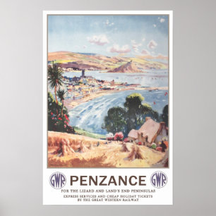 Vintage travel,Penzance. Poster