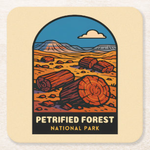 Vintage Travel Petrified Forest National Park Square Paper Coaster