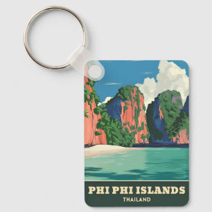 Vintage Travel Phi Phi Islands Thailand Seaside Key Ring