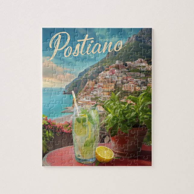 Vintage Travel Positano Italy Retro Scenic Jigsaw Puzzle (Vertical)