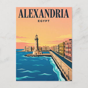 Vintage Travel Postcard Alexandria, Egypt