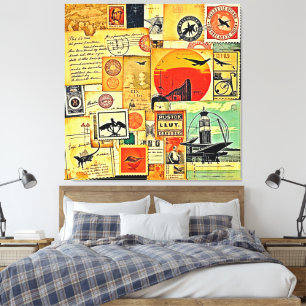 Vintage Travel Postcard Art Canvas Print