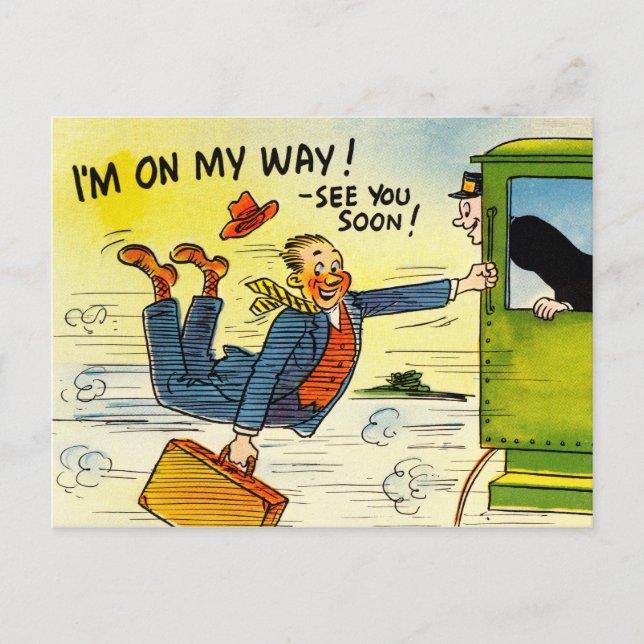 Vintage Travel Postcard Art - "See You Soon!" (Front)