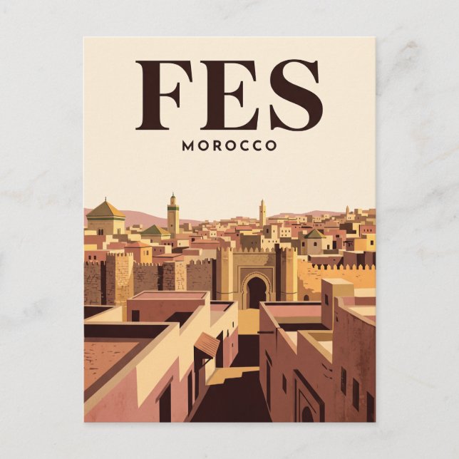 Vintage Travel Postcard | Fes, Morocco (Front)