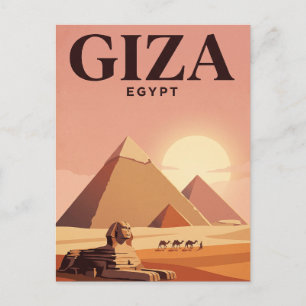 Vintage Travel Postcard Giza, Egypt