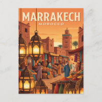 Vintage Travel Postcard | Marrakech Morocco