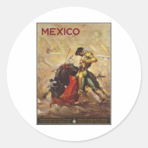 Vintage Travel Poster Ad Retro Prints Classic Round Sticker