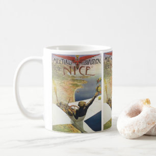 Vintage Travel Poster, Aeroplane over Nice France Coffee Mug