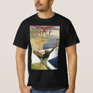 Vintage Travel Poster, Aeroplane over Nice France T-Shirt