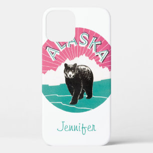 Vintage Travel Poster, Alaska Black Bear in Snow Case-Mate iPhone Case
