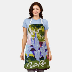 Vintage Travel Poster Art, Discover Puerto Rico! Apron