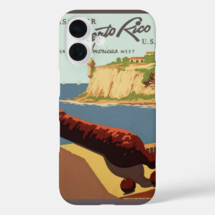 Vintage Travel Poster Art, Discover Puerto Rico! iPhone 16 Case