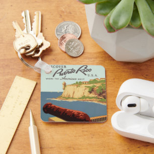 Vintage Travel Poster Art, Discover Puerto Rico! Key Ring