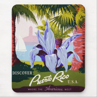 Vintage Travel Poster Art, Discover Puerto Rico! Mouse Mat