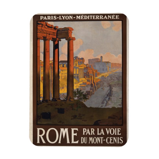 Vintage travel poster art, Rome Magnet (Vertical)