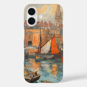 Vintage Travel Poster Art, Saint Malo, France iPhone 16 Case