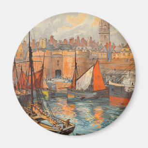Vintage Travel Poster Art, Saint Malo, France Magnet