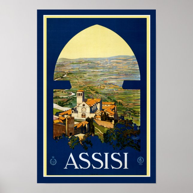 Vintage Travel Poster Assisi Italy (Front)