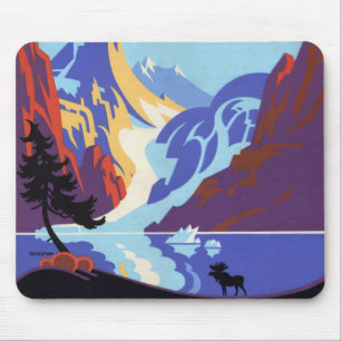 Vintage Travel Poster, Atlin and the Yukon, Alaska Mouse Mat