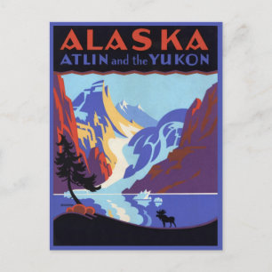 Vintage Travel Poster, Atlin and the Yukon, Alaska Postcard