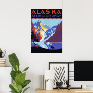 Vintage Travel Poster, Atlin and the Yukon, Alaska Poster