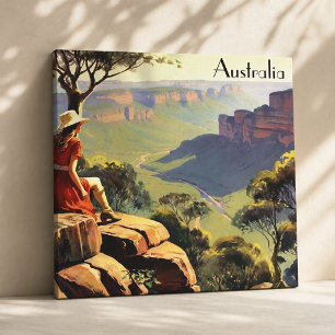 Vintage Travel Poster Australia Canyon Canvas Print