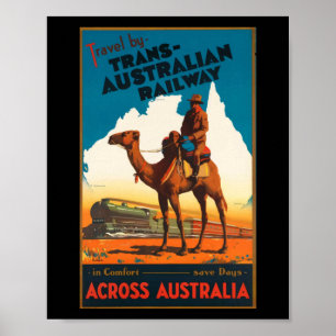 Vintage Travel Poster Australia Train Adventure