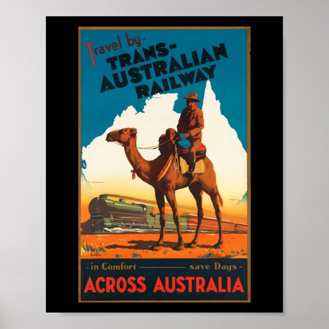Vintage Travel Poster Australia Train Adventure (Front)